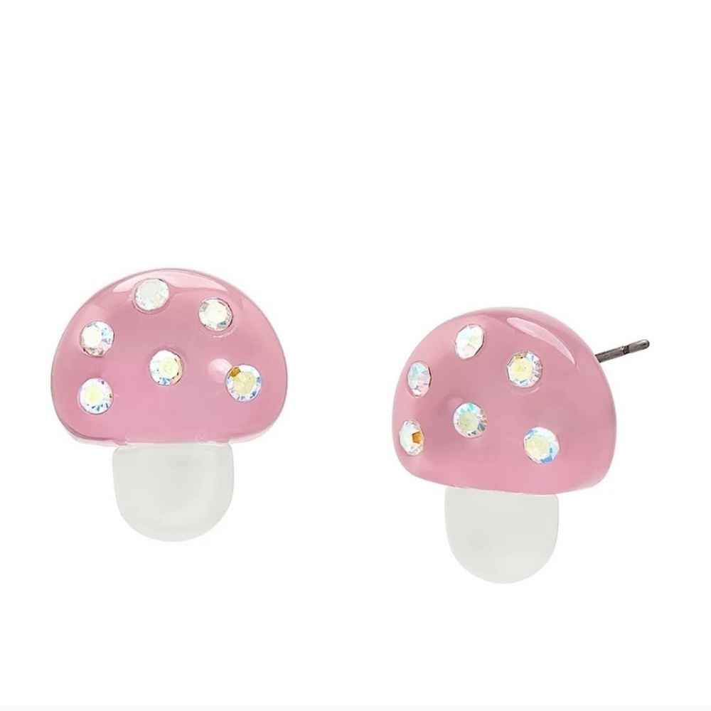 🍄🔹️Betsey Johnson 🔹️Spring Mushroom Stud Earrings New